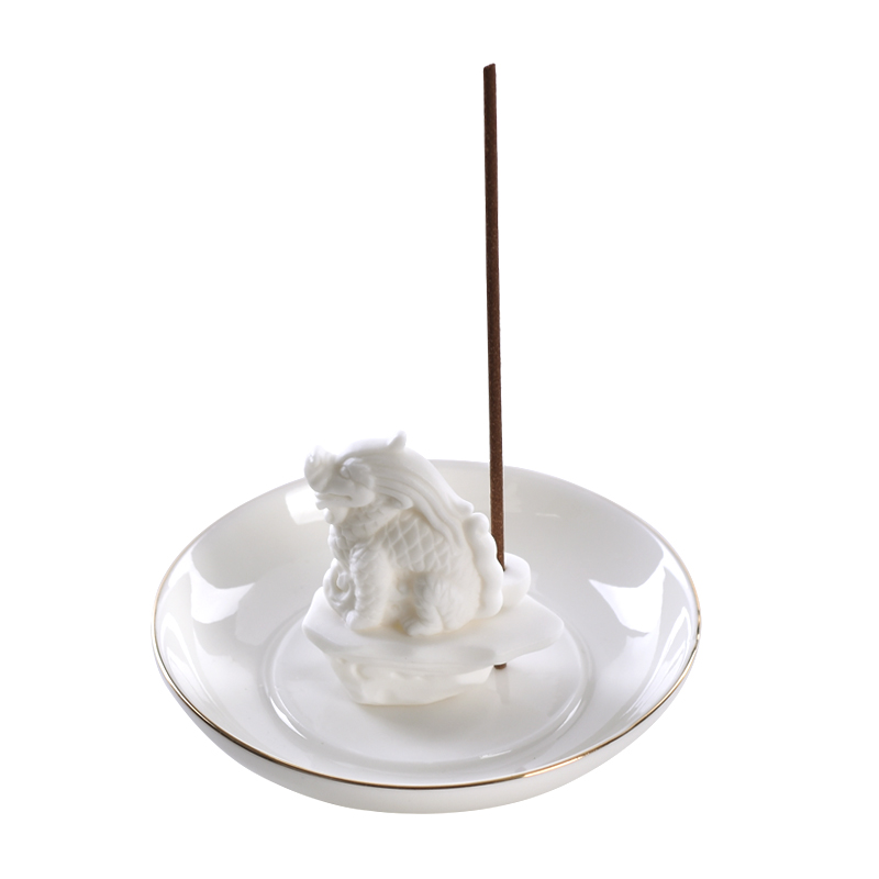 Stick Incense holders Ceramic sculpture Dragon With round plate Line Incense burner 