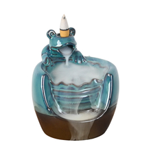 Blue Decorative Lamp LED Light Ceramic Waterfall Backflow Incense Burner