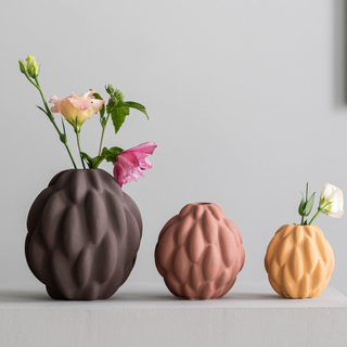 OEM Custom Art Ceramic Vase Set (S/M/L), Modern Matte Textured Bud Flower Pot for Bulk Wholesale Sourcing