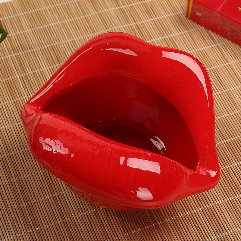 Perfect Lips Barely Opening Ceramic Red Lip Ashtray
