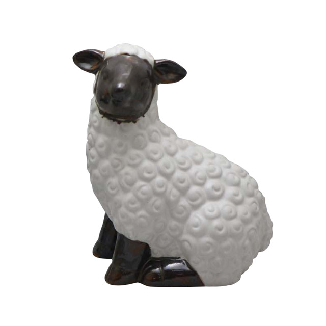 Sitting sheep Ceramic White Farm Sheep Statues Decoration 