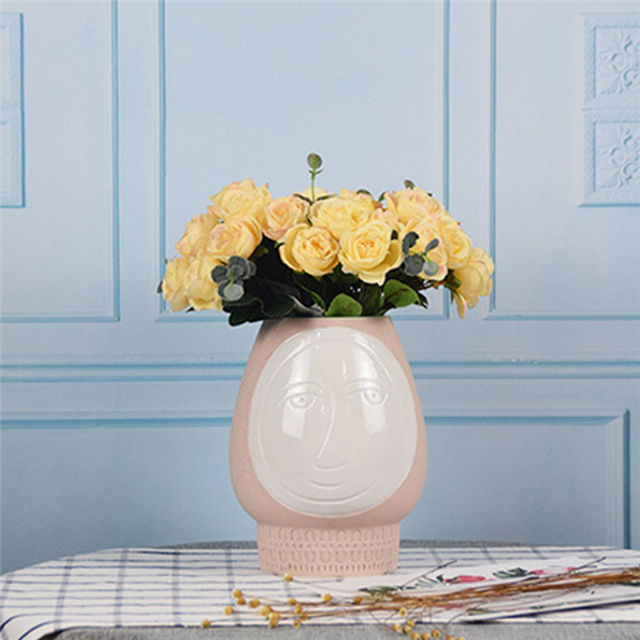 Home Decoration Abstract Faces Decorative Vases Ceramic relief face Ceramic Face Vase 