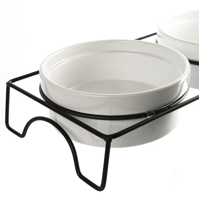 Cat Tigger Max Exclusive Use White Ceramic Cat Bowl With Iron Art Holder Ceramic Pet Feeder Ceramic Cat Bowl