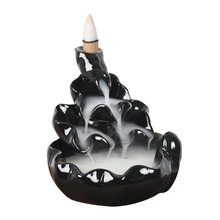 Ceramic Backflow Waterfall Incense Burner Cone Incense Black Ceramic Lotus