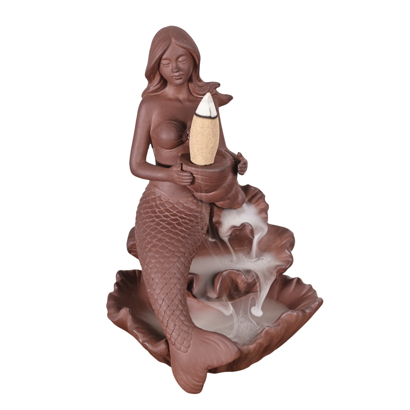 Sculpture Goddess Style Design Waterfall backflow incense cone Ceramic backflow incense burner