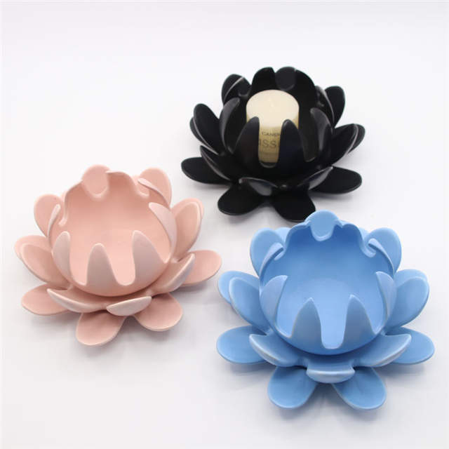 All Kinds of Flower Patterns Home Decoration Black Ceramic Flower Candle Holder
