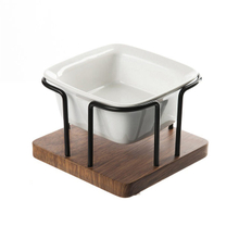 Pet ceramic bowl wood base shelf pet bowl cat bowl dog bowl