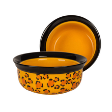  Yellow Ceramic Pet Feeder Circular Ceramic Dog Bowl 