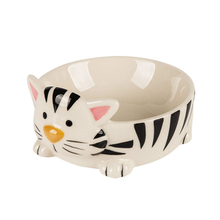 Black Circle WithCat's Head And Feet Printed Circular Ceramic Dog Feed Pink Ceramic Pet Feeder Cat Bowl