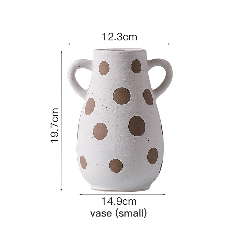 Ceramic vase with two ears Gold dot pattern Ceramic face design vase, flower arrangement container Home Furnishing decoration