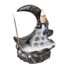 Brown Moon Statue Style Design incense cones Ceramic backflow incense burner