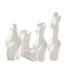 Body Modeling Art Vase Silent Style Ceramic Vase Sculpture White Plain Embryo Flower Vase