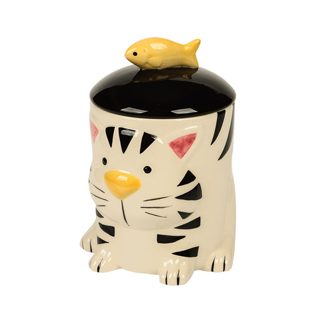 3D Cat Style Ceramic Pet Food Storage Tank Cat Food Jar Dog Food Jar