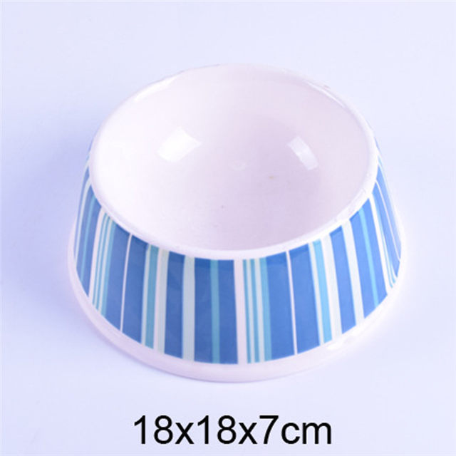 Surface Striped Printing Bowl Bottom White Glaze Ceramic Pet Feeder Ceramic Dog Bowl