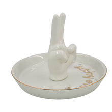 OEM Home Decor Gift Trinket Tray Ceramic Wedding Ring Holder Hand style design Ceramic jewelry tray