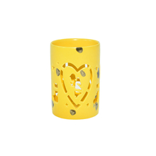 Hollowed Out Christmas Heart Yellow Glaze Ceramic Candles Lanterns