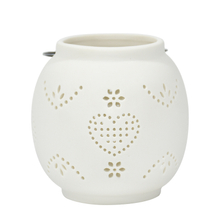 Portable White Porcelain Circular Hollow Candle Cup Ceramic Pattern Hollow Out Ceramic Candle Holder