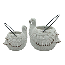 Ceramic Turkey Hollow Carved Hurricane Candle Lantern with Metal Handle, Hanging Fall Thanksgiving Home Decor Wholesale