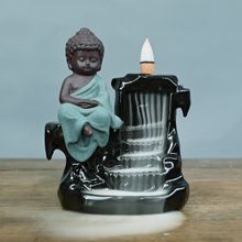Ceramic Green Little Buddha Waterfall Backflow Incense Burner