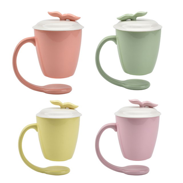 Green Color Home Decoration Custom Suspending mugs Floating Ceramic Coffee Mug With Handle and Lid