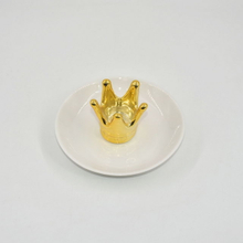 Golden Crown Style Wedding Decoration Gift Jewelry Tray Trinket Tray Ceramic Wedding Ring Holder 