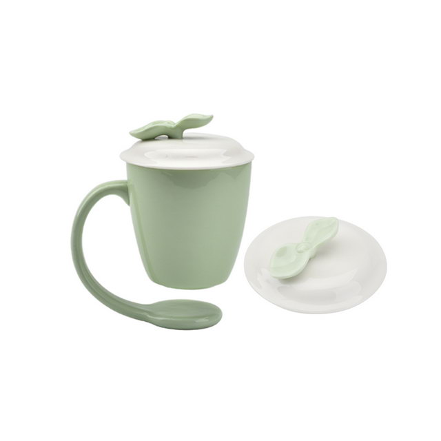 Green Color Home Decoration Custom Suspending mugs Floating Ceramic Coffee Mug With Handle and Lid