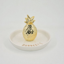 Golden Pineapple Shape Home Decor Gift Jewelry Display Tray Wedding Gift Ceramic Ring Holder Custom Trinket Tray
