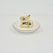 Golden Rabbit Design Wedding Decoration Gift Jewelry Tray Trinket Tray Ceramic Wedding Ring Holder 