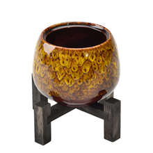 Ceramic vases made of bamboo Home Furnishing decoration Desktop Decorative Bamboo Bracket-mounted Yellow delicacy Ceramic Flower Pot
