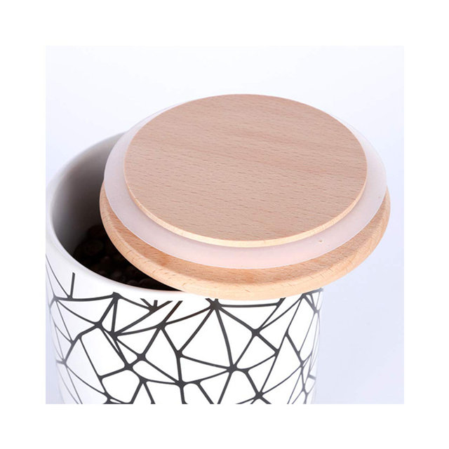 with Bamboo Lid LidMarble Glaze Ceramic Candle Pot 