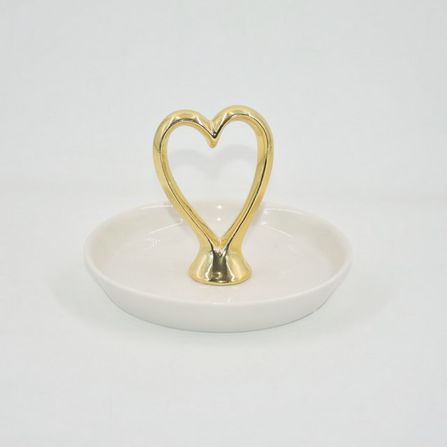 Heart Statue Home Decor Gift Trinket Tray Jewelry Display Tray Wedding Gift Ceramic Ring Holder 