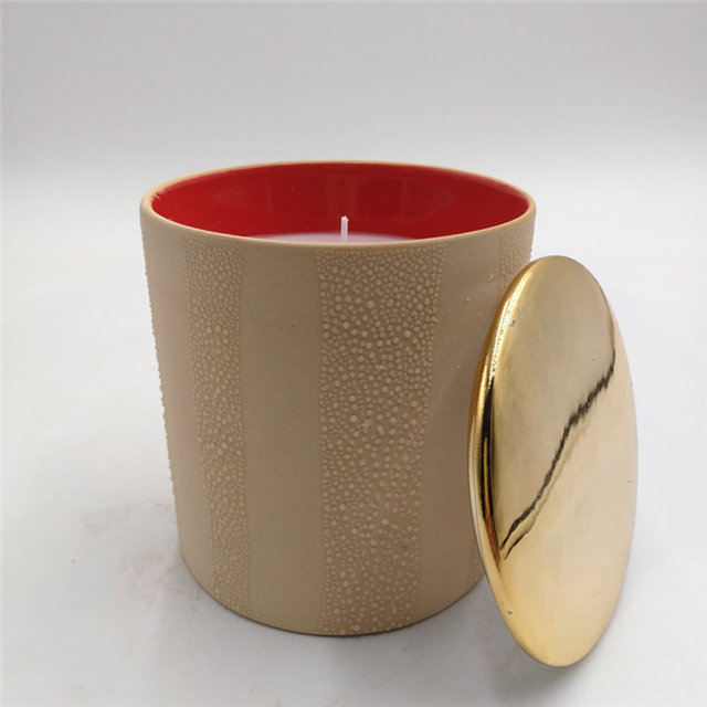 for Love Light A Romantic Fire Gold Plated Cover Marble Glaze Ceramic Candle Jar