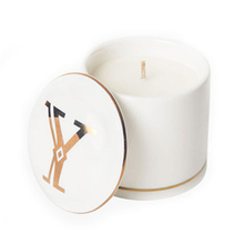 with Printed Gold Letters Ceramic Lid White Ceramic Candle Jar