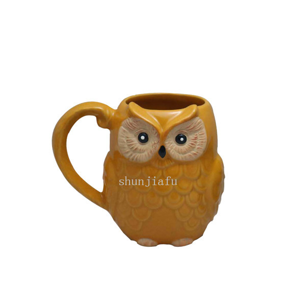 White Owl Ceramic Ice Beer Cup Ceramic Owl Mug