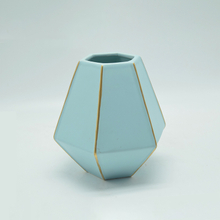 Home Furnishing Decoration Tabletop Ceramic Vase Desktop Decoration Polyhedrosis Wathet Ceramic Vase