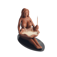 Ceramic Goddess Holding Plates Flowing Fragrance Ceramic Backflow Incense Burner