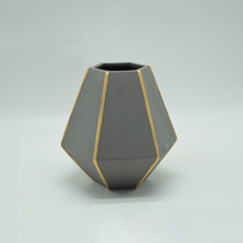 Home Furnishing Decoration Tabletop Ceramic Vase Desktop Decoration Polyhedrosis Gray Ceramic Vase