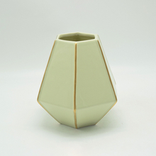 Home Furnishing Decoration Tabletop Ceramic Vase Desktop Decoration Polyhedrosis Yellow Ceramic Vase