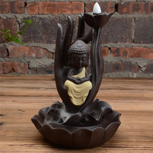 Ceramic Buddha Hand and Little Monk Backflow Incense Burner