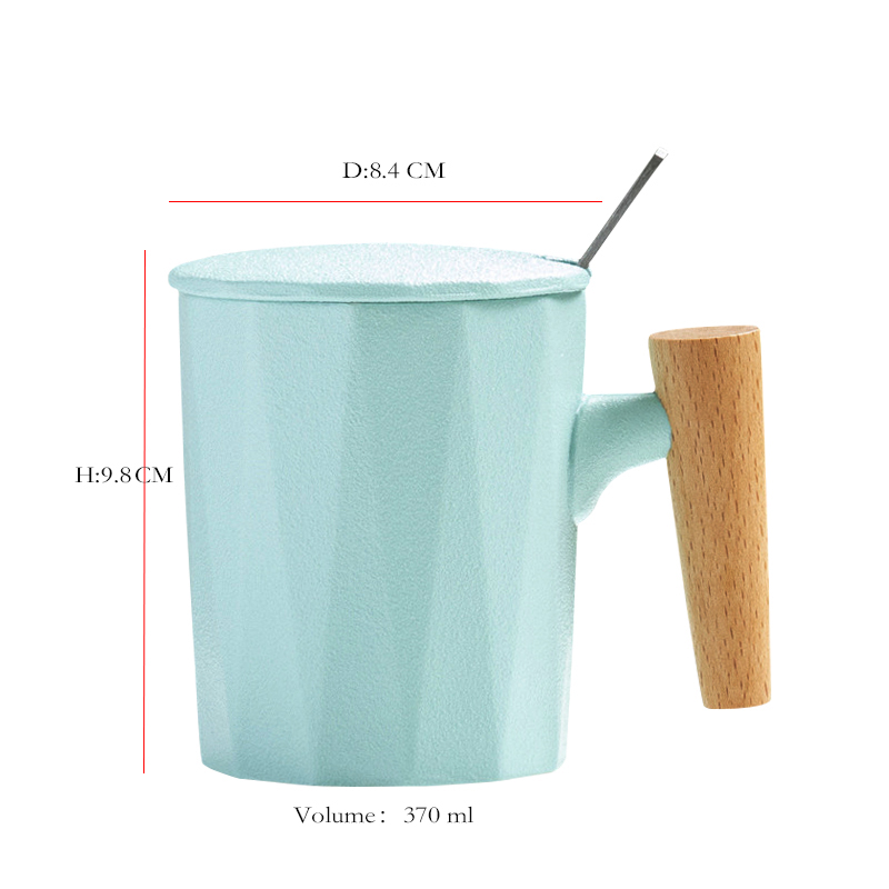 custom logo gift box porcelain coffee mug set Wooden handles Ceramic cup
