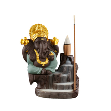 Waterfall Flowing Smoke Backflow Ceramic Different Color Choose Ganesha Incense Burner